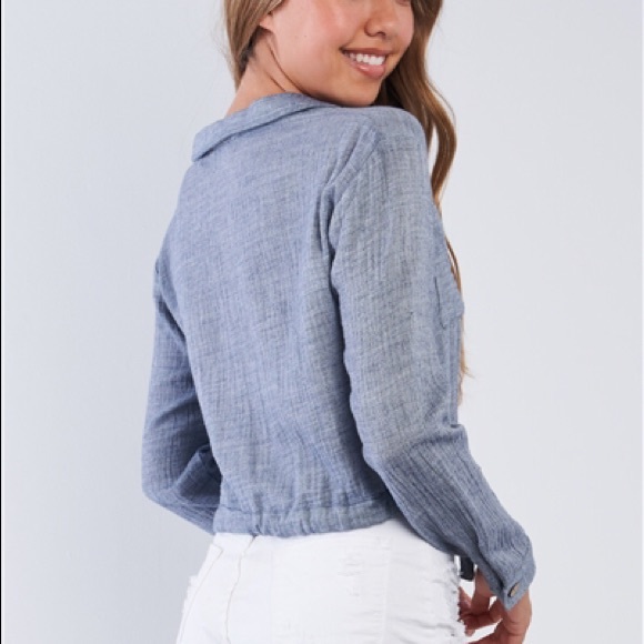 Soft Denim long sleeve Croptop - Picture 4 of 4